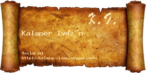 Kalaper Iván névjegykártya